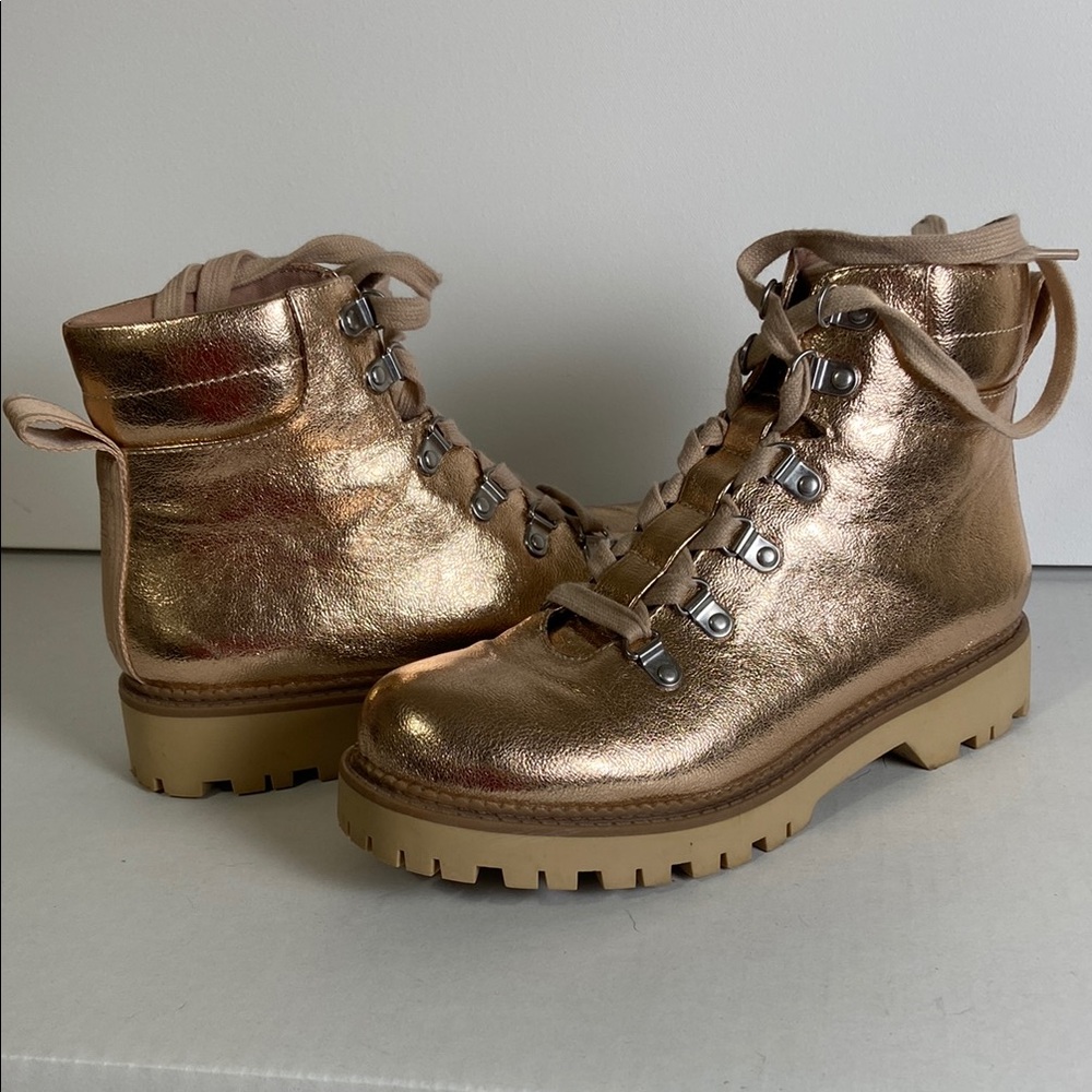 Circus by Sam Edelman Gold Combat Boots with Rugged Sole